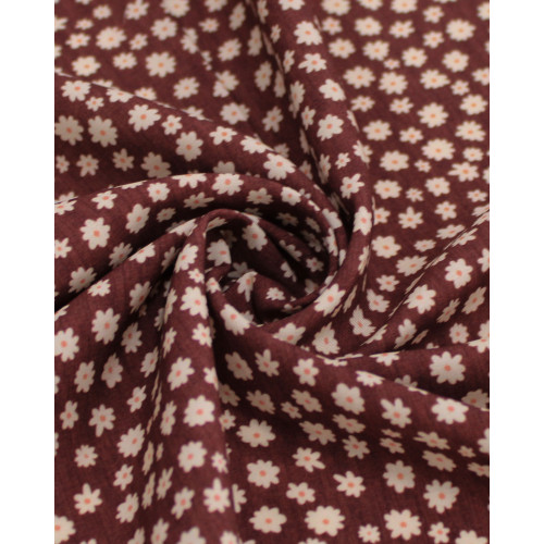 Tecido Viscose Premium Micro Flores Irregulares Amarelo, Branco e Marrom