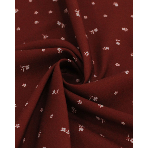 Tecido Viscose Premium Mocro Ramos Florais Branco e Marsala