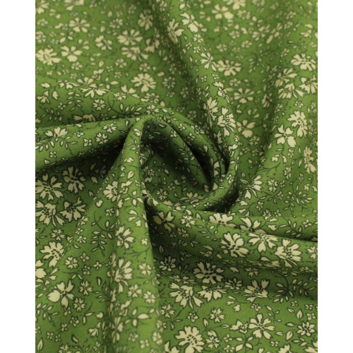 Tecido Viscose Premium Micro Ramos Florais Amarelo Requinte e Verde