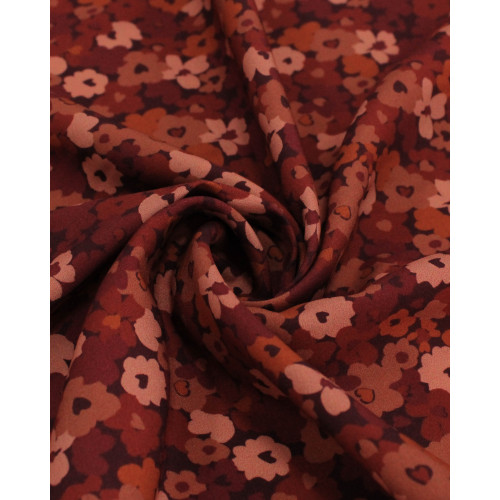 Tecido Viscose Premium Campo Floral Abstrato Tons Terrosos