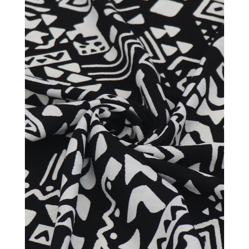 Tecido Crepe Koshibo Étnico Branco e Preto (COM DETALHES)