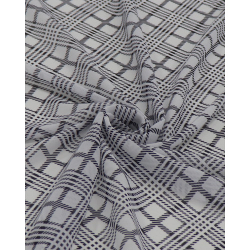 Tecido Crepe Chiffon Italiano Multi Quadriculado Diagonal P/B (COM DETALHES)
