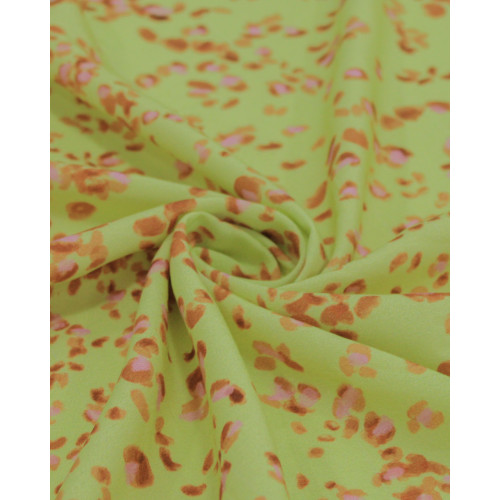 Tecido Viscose Premium Pétalas Abstratas Rosa, Argila e Pistache