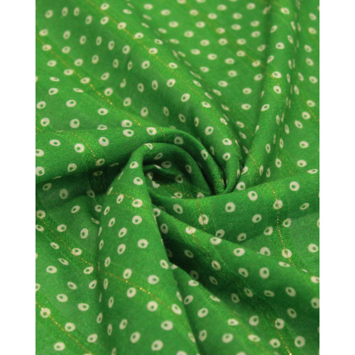 Tecido Cambraia Premium Micro Geométricos Irregulares Listrado com Lurex Creme e Verde