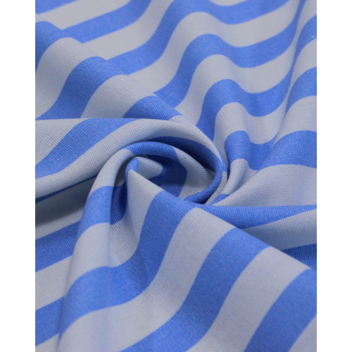 Tecido Linho Misto Estampado Listrado Azul e Branco