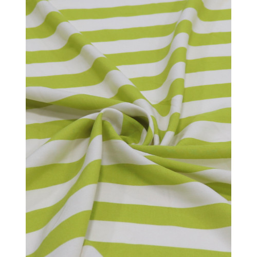 Tecido Viscose Listras Creme e Verde Oliva