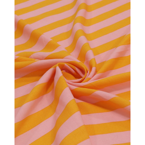 Tecido Viscose Listras Rosa e Laranja