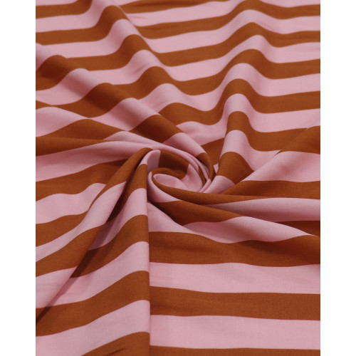 Tecido Viscose Listras Rosa e Marrom