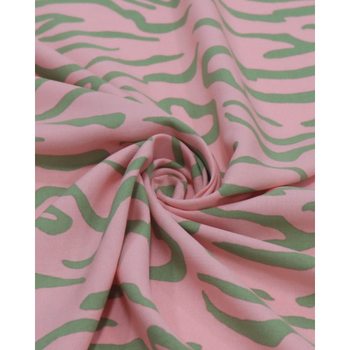 Tecido Viscose Animal Print Verde e Rosa Chiclete (1.9m)