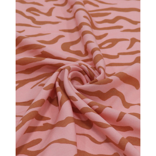 Tecido Viscose Animal Print Marrom e Rosa Chiclete