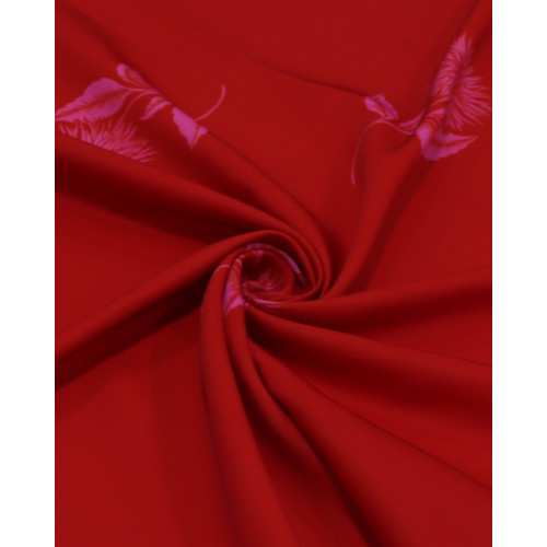 Tecido Crepe Silk Italiano Flor Rosa e Vermelho