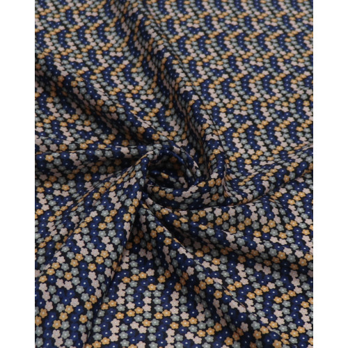 Tecido Crepe Silk Italiano Tapete Floral Cinza, Rosé, Amarelo e Azul