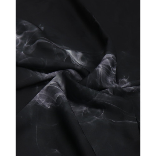 Tecido Crepe Silk Italiano Estampa Lenço Pintura Fumaça Abstrata
