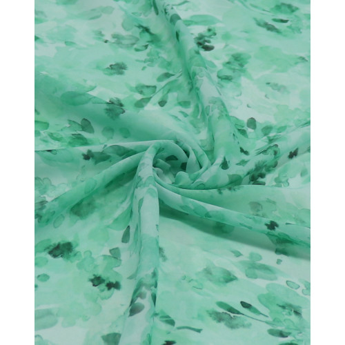 Tecido Crepe Chiffon Italiano Estampa Abstrata Tons de Verde