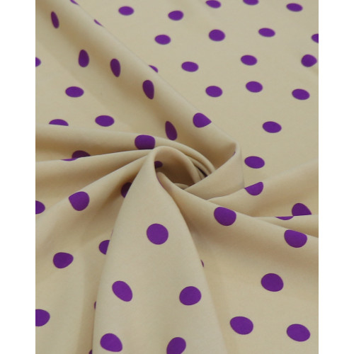 Tecido Viscose Poá Roxo e Bege Claro