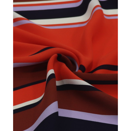 Tecido Crepe de Viscose Italiano Listras Tons Terrosos