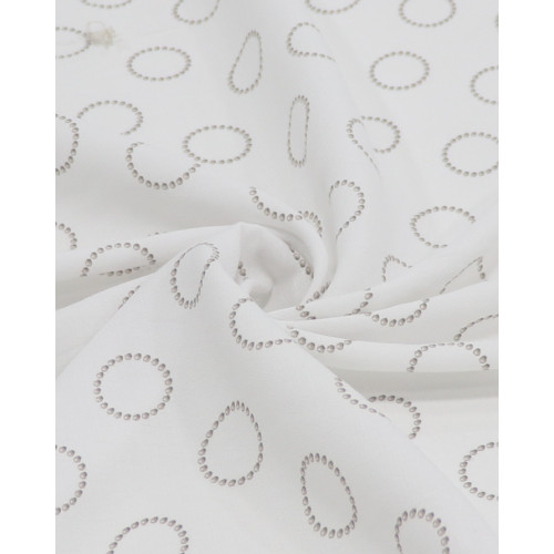 Tecido Crepe de Viscose Italiano Círculos Cinza e Branco