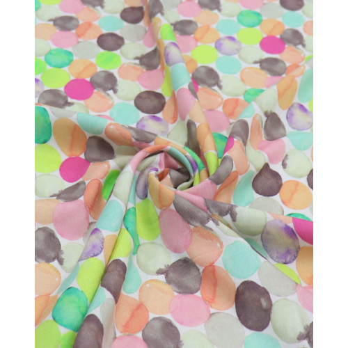 Tecido Viscose Italiano Poá em Aquarela Colorido (1.5m)