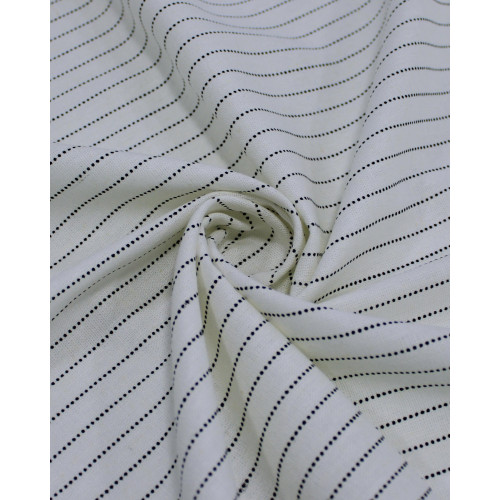 Tecido Linho Misto Risca de Giz Preto e Offwhite