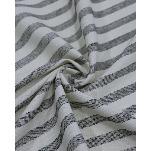 Tecido Linho Misto Listrado Preto e Offwhite