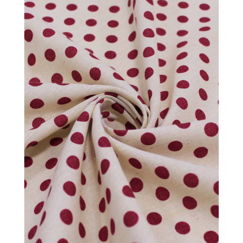 Tecido Linho Misto Poá Vermelho e Creme