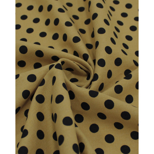 Teicdo Linho Misto Poá Preto e Amarelo Queimado