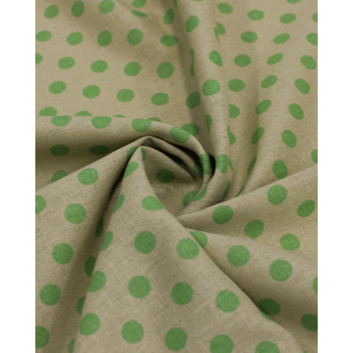 Tecido Linho Misto Poá Verde Menta e Cru