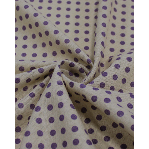 Tecido Linho Misto Micro Poá Roxo e Cru