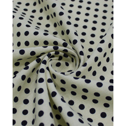 Tecido Linho Misto Micro Poá Preto e Offwhite