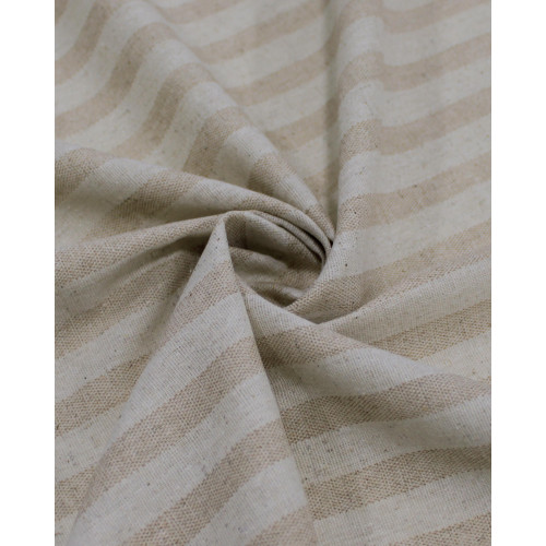 Tecido Linho Misto Listrado Bege e Cru