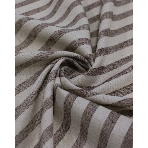 Tecido Linho Misto Listrado Marrom e Cru