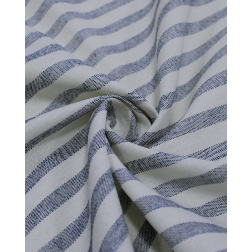 Tecido Linho Misto Listrado Azul Marinho Noite e Offwhite