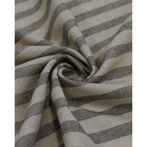 Tecido Linho Misto Listrado Preto e Cru