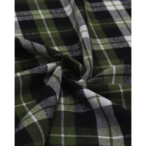 Tecido Flanela Mista Multi Quadriculado Branco, Preto e Verde
