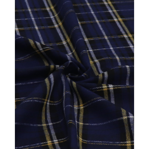 Tecido Flanela Mista Xadrez Duplo Branco, Amarelo, Preto e Azul Marinho Noite
