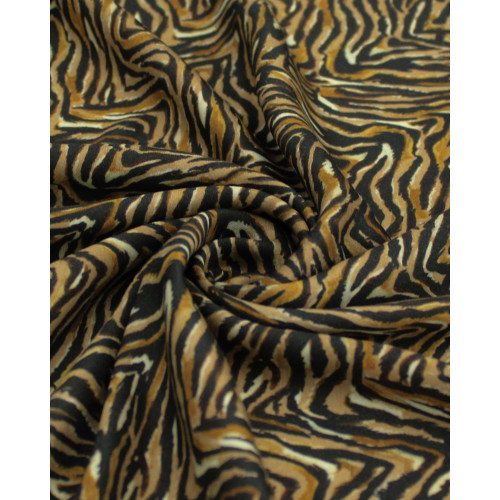Tecido Viscose Italiano Animal Print Caramelo, Preto e Bege