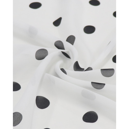 Tecido Crepe Chiffon Italiano Poá Irregular P/B