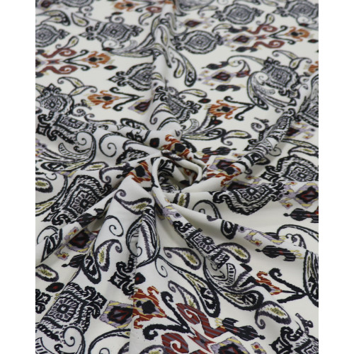 Tecido Viscose Estampa Boho Terracota e Cinza