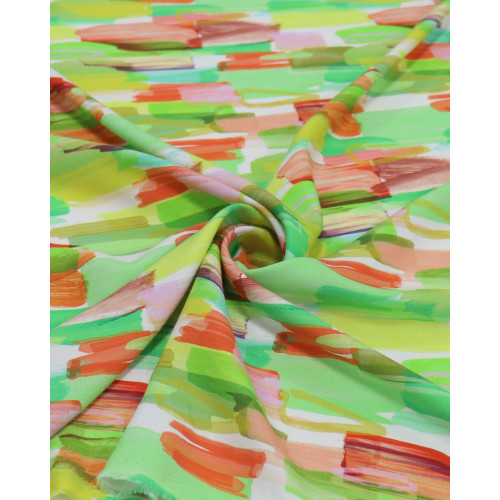 Tecido Viscose Italiano Pinceladas Neon