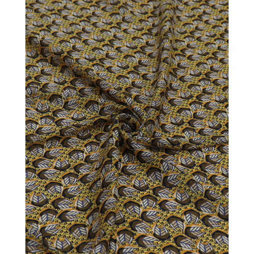 Tecido Crepe Chiffon Texturizado Italiano Micro Estampa Amarelo