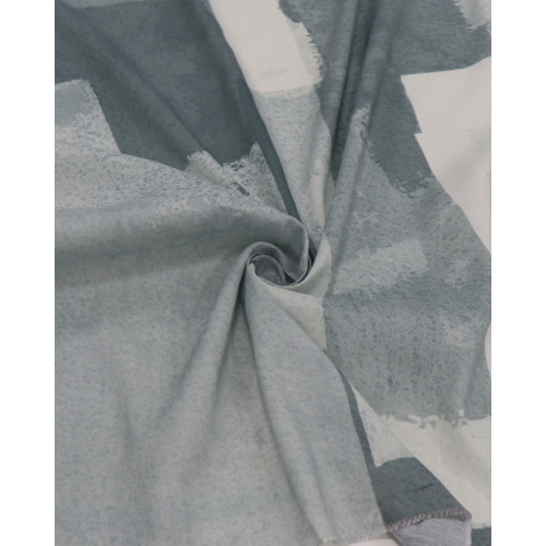 Tecido Cambraia de Linho Italiano Pintura Abstrata Offwhite e Tons de Cinza