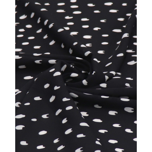 Tecido Crepe GGT Italiano Pingos Branco e Preto