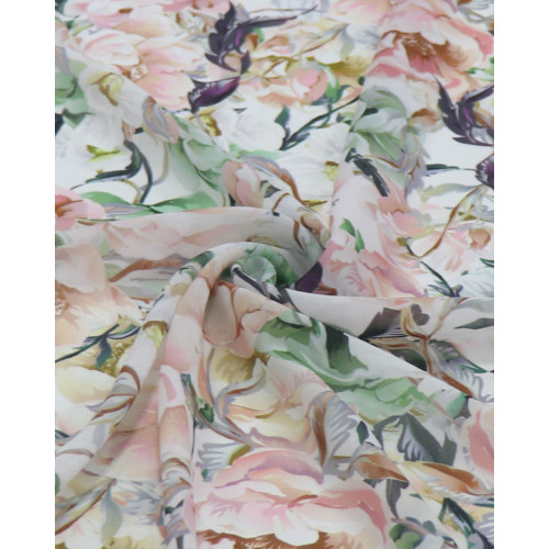 Tecido Crepe Chiffon Italiano Tapete Floral Colorido