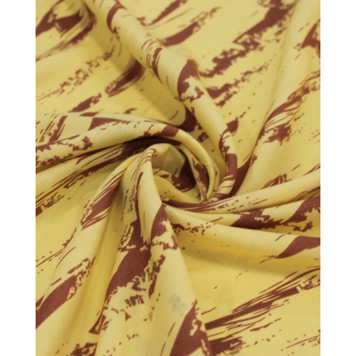 Tecido Viscose Arte Abstrata Casanho e Amarelo Manteiga