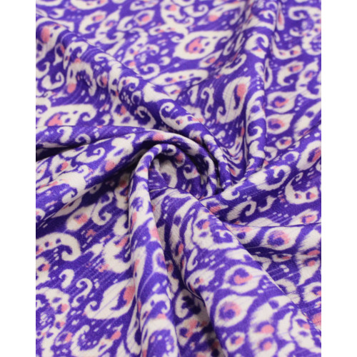 Tecido Crepe de Viscose Premium Cashmere Rosa, Branco e Roxo