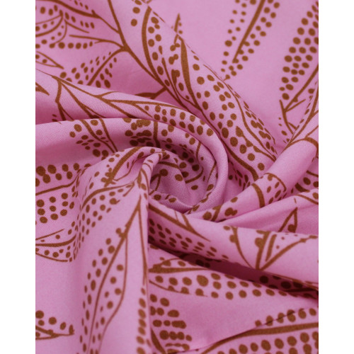 Tecido Viscose Ramos Ponilhados Castanho e Rosa