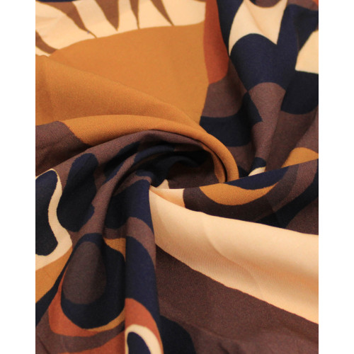 Tecido Viscose Premium Macro Tigres Abstratos Tons Terrosos