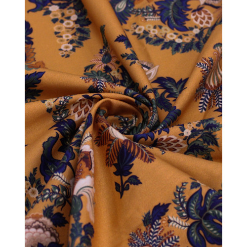 Tecido Tricoline com Elastano Premium Cashmere Floral Colorido e Argila