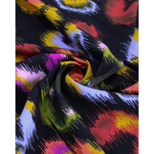 Tecido Viscose Premium Animal Print Abstrato Colorido e Preto