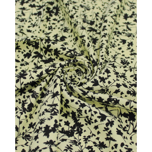 Tecido Viscose Micro Ramos Preto e Amarelo Requinte